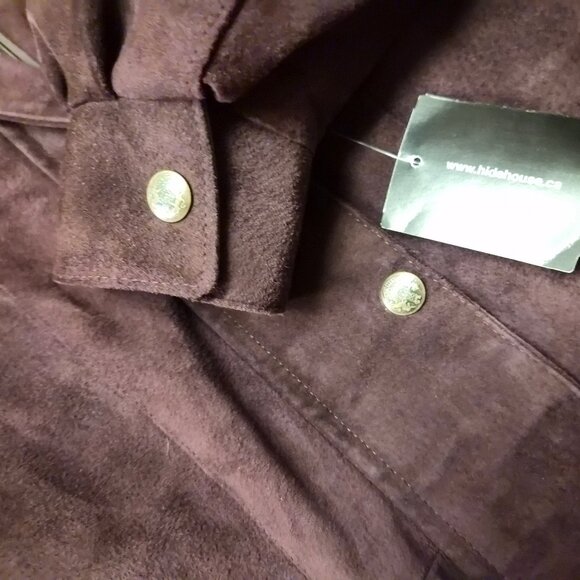 VTG Hide House Collection Eggplant Suede Parka Coat XS (Fits M) Canada NWT Y2K - Picture 10 of 14